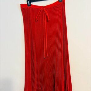 Tibi pleated red midi skirt size 8